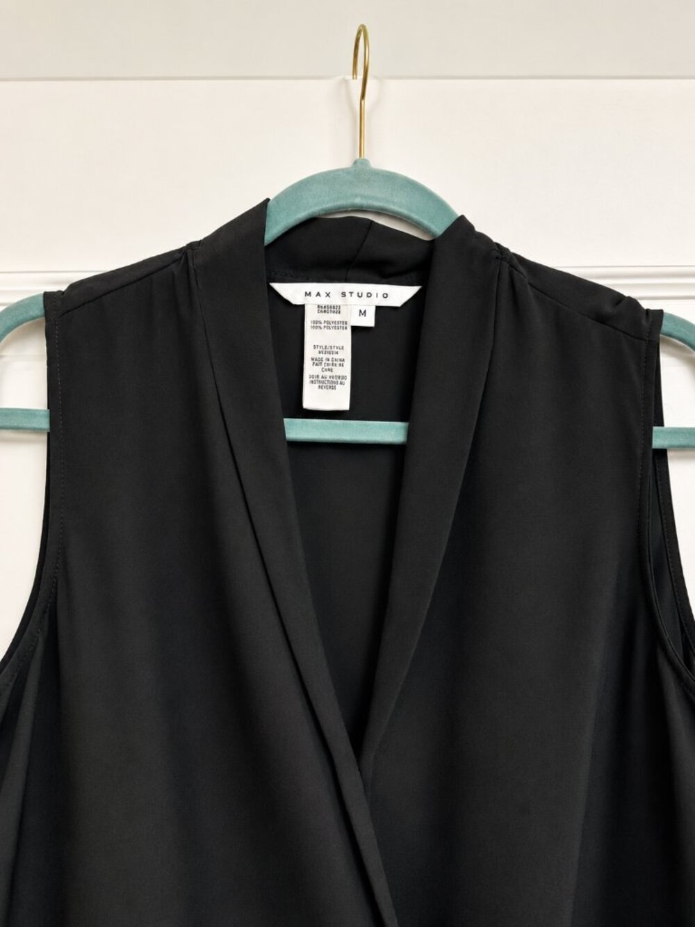 Max Studio Black Sleeveless Surplice Blouse | Size Medium - Picture 3 of 3